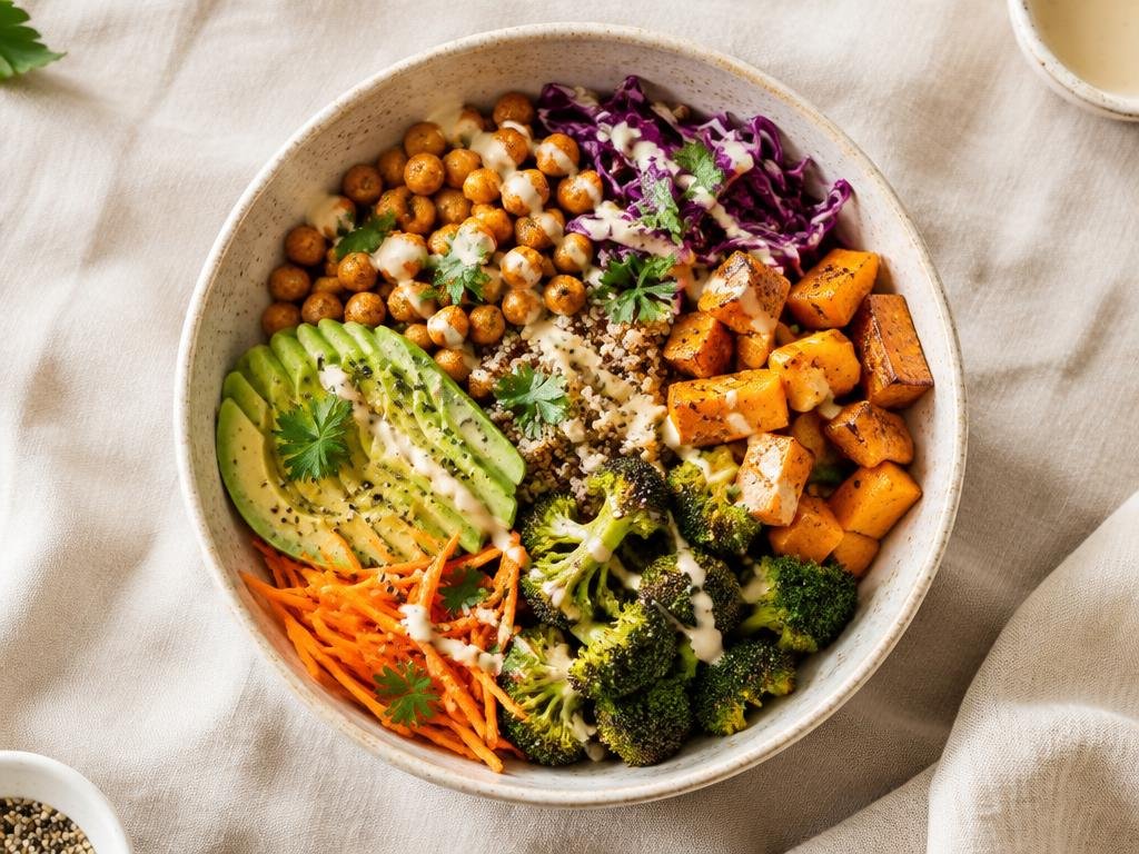 Charred aubergine grain bowl